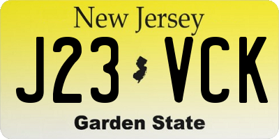 NJ license plate J23VCK