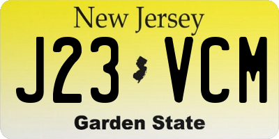 NJ license plate J23VCM