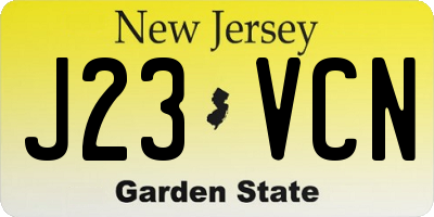 NJ license plate J23VCN
