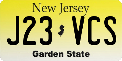 NJ license plate J23VCS