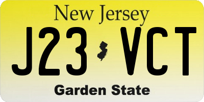 NJ license plate J23VCT
