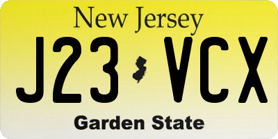 NJ license plate J23VCX