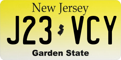 NJ license plate J23VCY