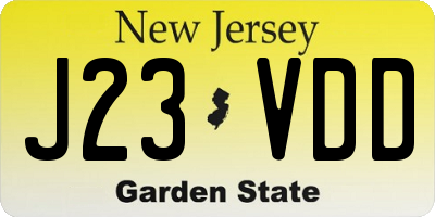 NJ license plate J23VDD