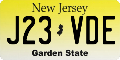 NJ license plate J23VDE