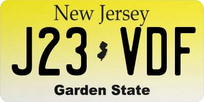 NJ license plate J23VDF