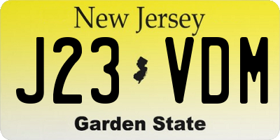 NJ license plate J23VDM