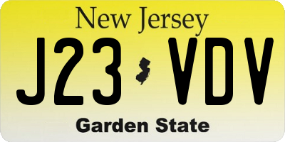 NJ license plate J23VDV