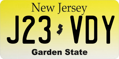 NJ license plate J23VDY