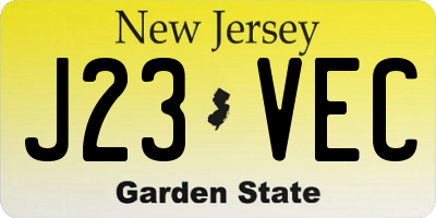 NJ license plate J23VEC