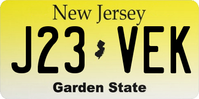NJ license plate J23VEK