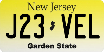 NJ license plate J23VEL