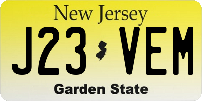NJ license plate J23VEM