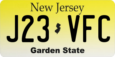 NJ license plate J23VFC