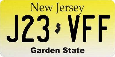 NJ license plate J23VFF