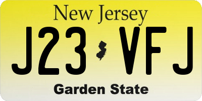 NJ license plate J23VFJ