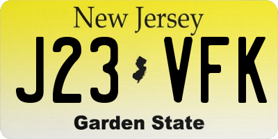 NJ license plate J23VFK