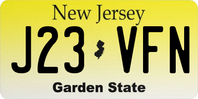 NJ license plate J23VFN