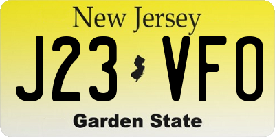 NJ license plate J23VFO