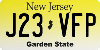 NJ license plate J23VFP