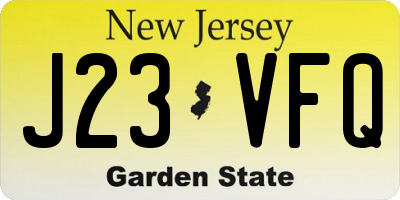 NJ license plate J23VFQ