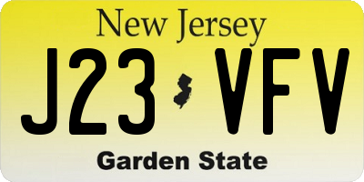 NJ license plate J23VFV