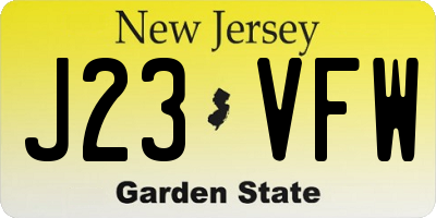 NJ license plate J23VFW