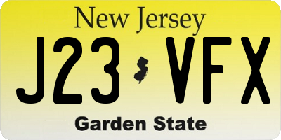 NJ license plate J23VFX