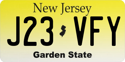 NJ license plate J23VFY