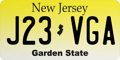 NJ license plate J23VGA