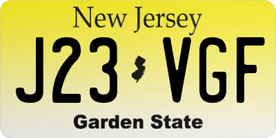 NJ license plate J23VGF