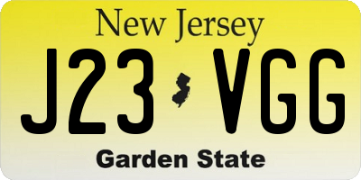 NJ license plate J23VGG