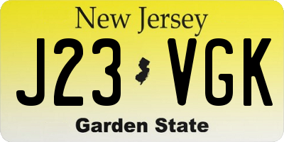 NJ license plate J23VGK