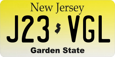 NJ license plate J23VGL