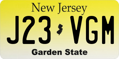 NJ license plate J23VGM