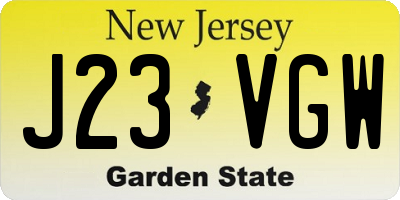 NJ license plate J23VGW