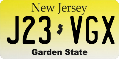 NJ license plate J23VGX