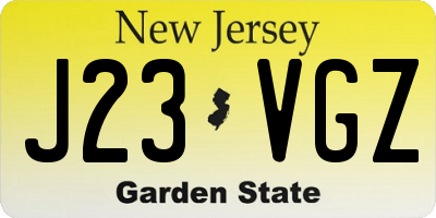 NJ license plate J23VGZ