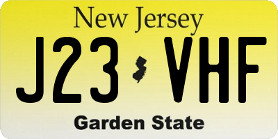 NJ license plate J23VHF