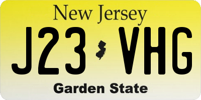 NJ license plate J23VHG
