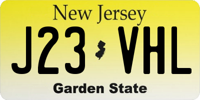 NJ license plate J23VHL