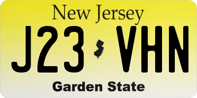 NJ license plate J23VHN