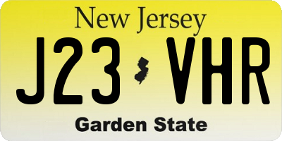 NJ license plate J23VHR