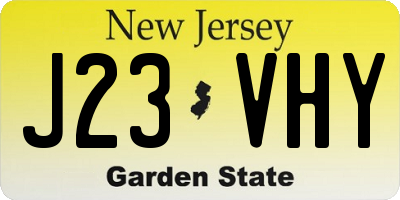 NJ license plate J23VHY