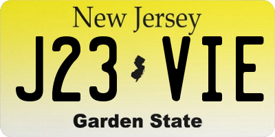NJ license plate J23VIE