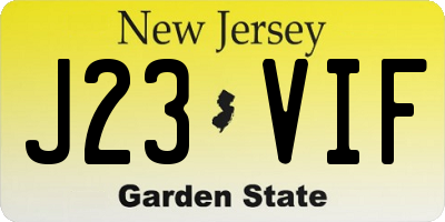 NJ license plate J23VIF