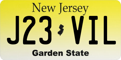 NJ license plate J23VIL
