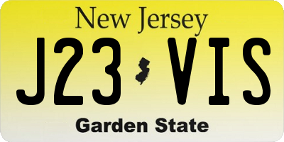 NJ license plate J23VIS