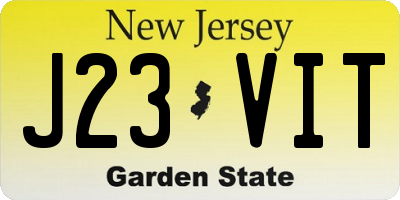 NJ license plate J23VIT