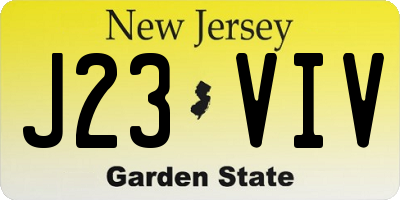 NJ license plate J23VIV
